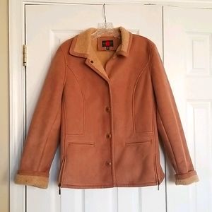 Faux suede tan jacket with sherpa lining inside